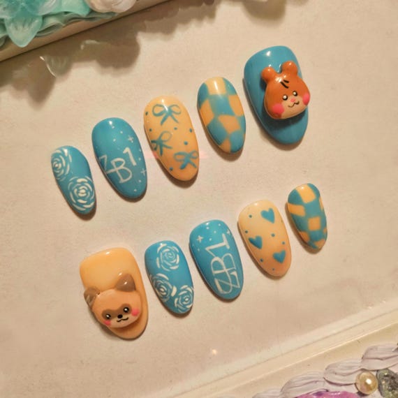 Custom Zeroni/zb1/zerobaseone Character Press-on Nails | Unique