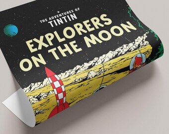 Tintin Explorers on the Moon Poster: Mid-century Modern Art