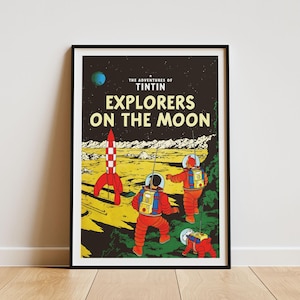 Tintin Explorers On The Moon — Vintage Print Poster Trendy Decor Art Aesthetic Wall Art Vertical Print Digital — Download 1 Print