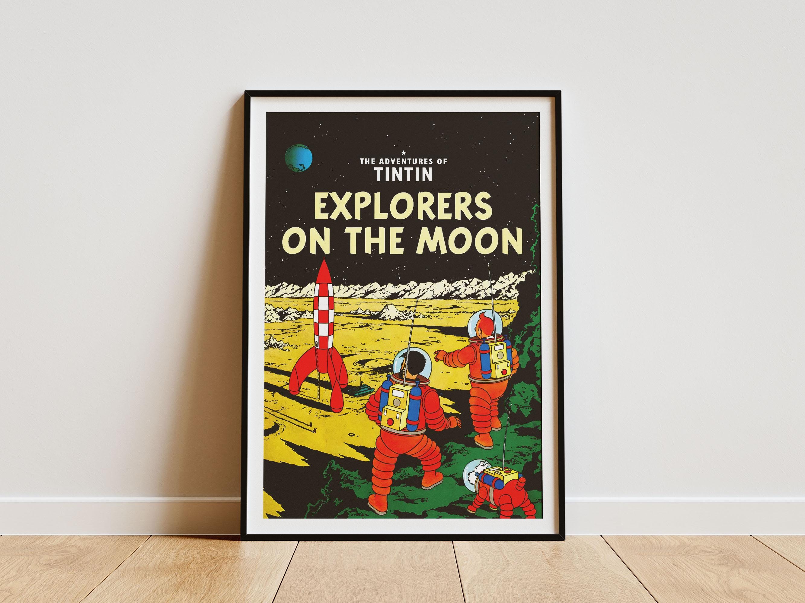 Tintin Explorers on the Moon Poster: Mid-century Modern Art