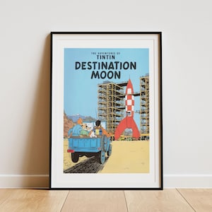 Póster vintage de Tintín, decoración de moda, arte estético para pared, impresión vertical, descarga digital, 1 impresión