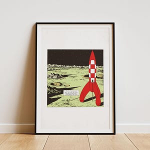 Tintin Explorers On The Moon — Vintage Print Poster Trendy Decor Art Aesthetic Wall Art Vertical Print Digital — Download 1 Print