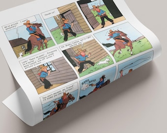 Tintin Vintage Comic Poster: Mid-Century Modern Wall Art (Digital Download)