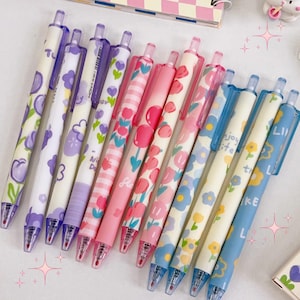 Cute Gel Pens 4pcs Stationary Floral Set