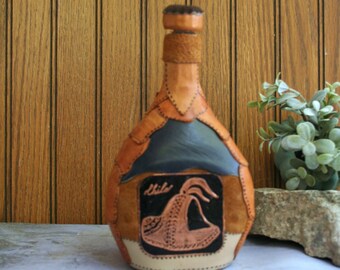 Beautiful Leather Covered Wine Bottle / Chile