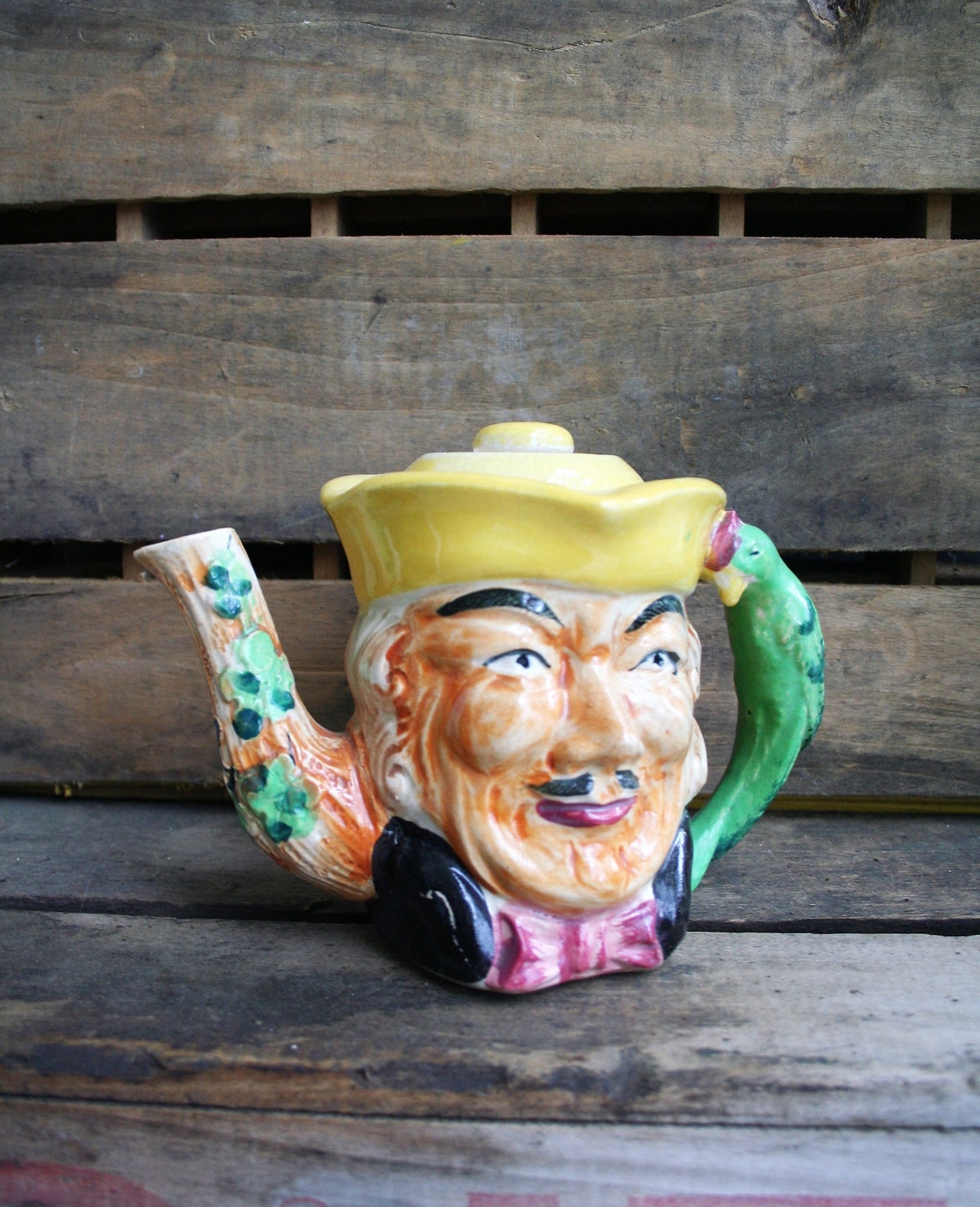 Vintage Toby Teapot With Parrot Handle Etsy