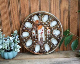 Vintage Resin Deviled Egg Serving Plate / Holds Ten Eggs