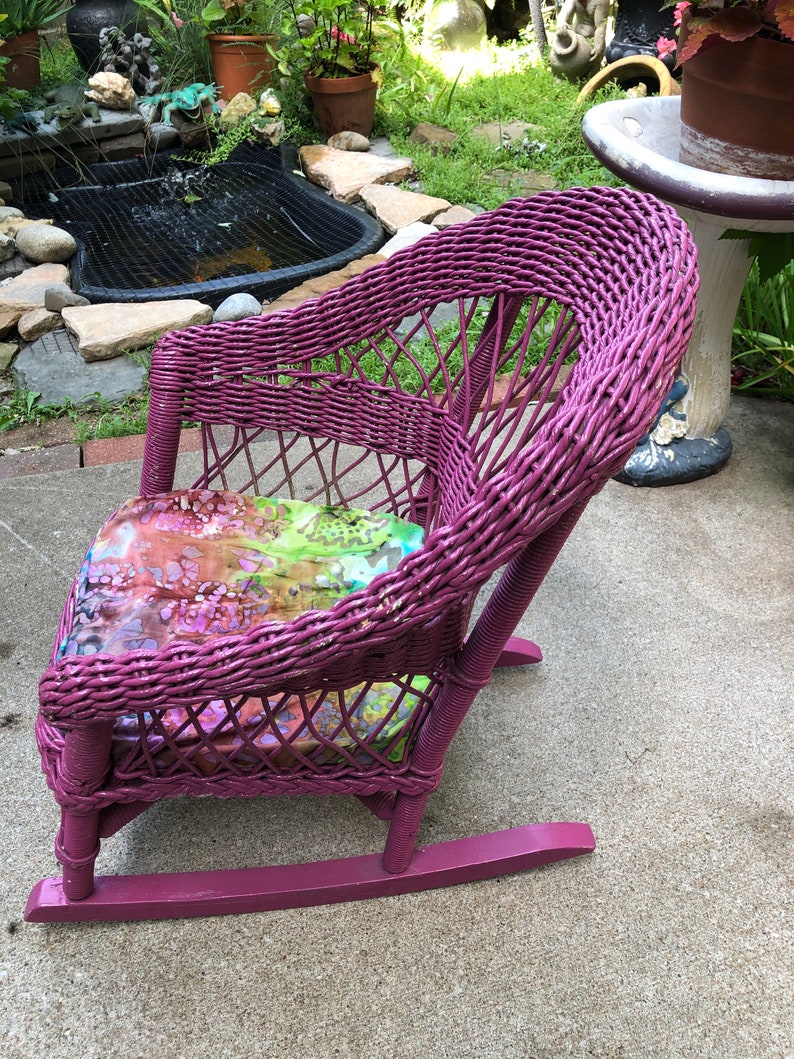 Antique Child's Purple Wicker Rocking Chair / Adorable - Etsy