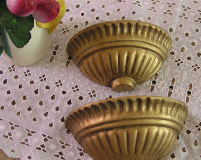 Vintage Gold Metal Wall Pockets Etsy