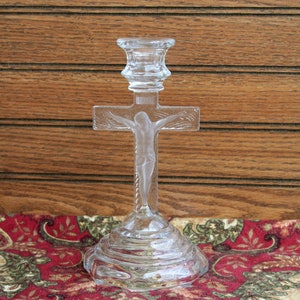 Vintage Glass Crucifix Candle Holder / Easter Decor / - Etsy