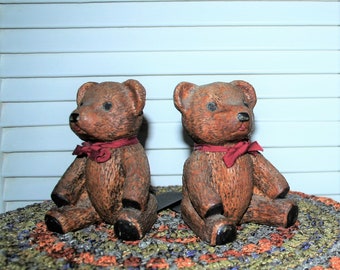 Adorable Vintage Resin Brown Teddy Bear Bookends