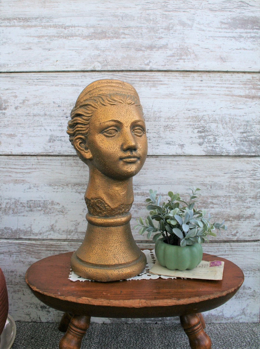 Vintage Concrete Head Statue Etsy 日本