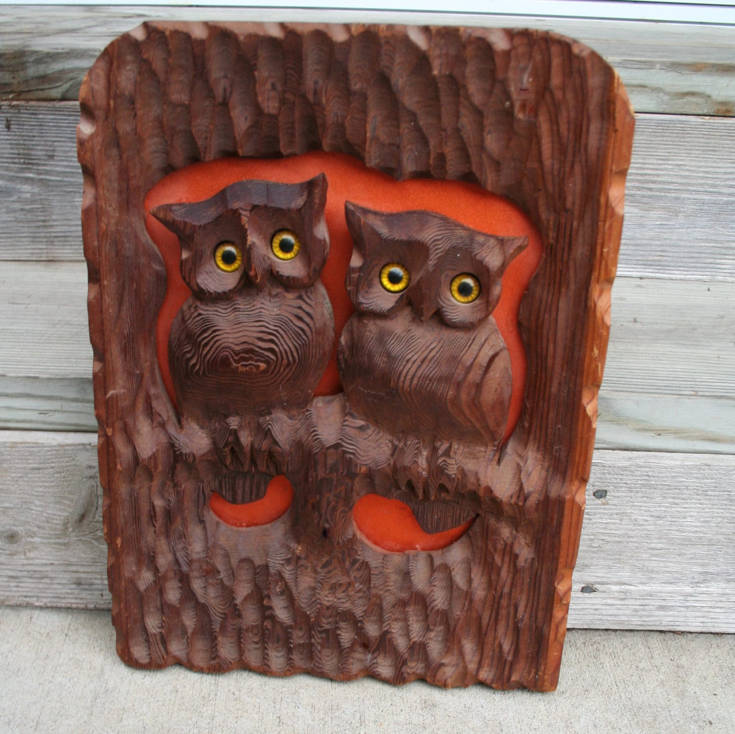 Vintage 1960s/1970s Hand Carved Wood Owl Wall Hanging by Etsy