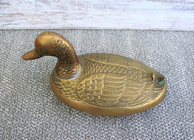 Vintage Brass Duck Covered Dish / Home Decor / Etsy