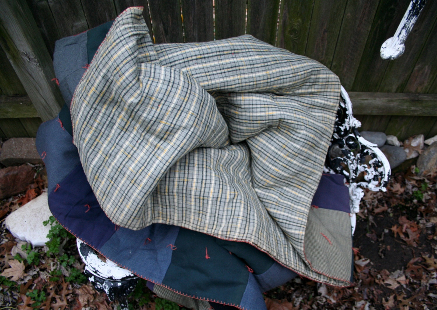 Rustic 1940s Wool Recycled Men's Suits Tied Quilt | Etsy