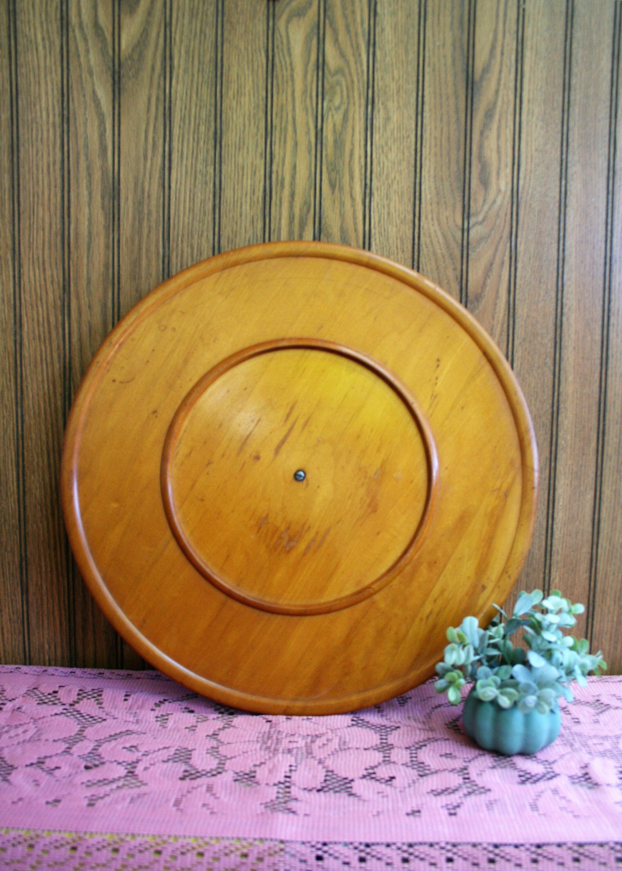 Large Antique Wood Lazy Susan Etsy