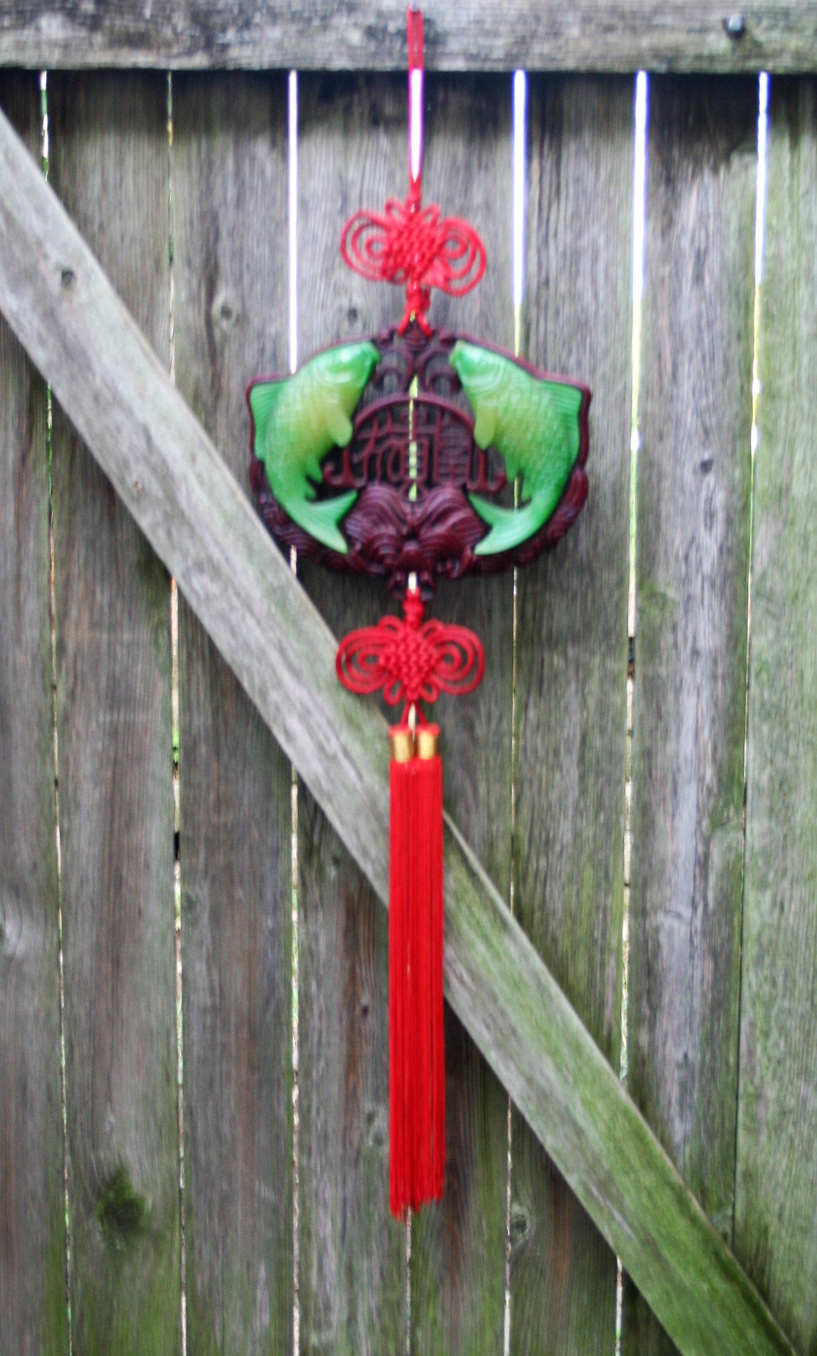 Asian JadeLike KOI Fish Wall Hanging / Good Luck Hanging Etsy