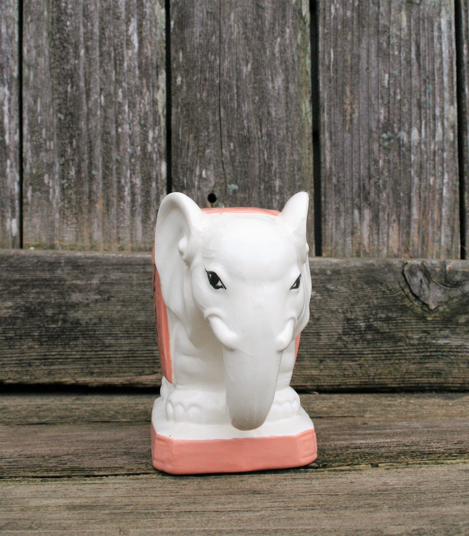 Vintage Handmade Ceramic Elephant Vase / Shabby Chic Colors / Etsy