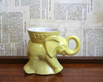 Frankoma Pottery 1987 GOP Yellow Elephant Mug