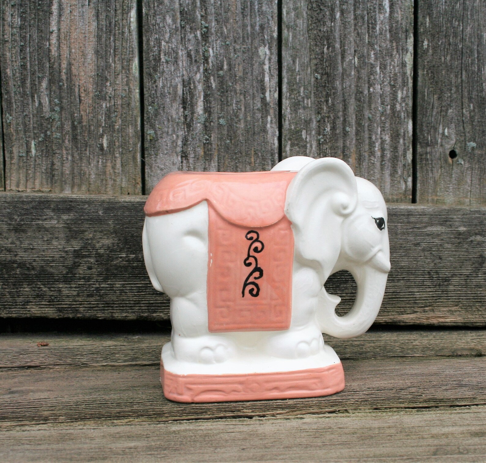 Vintage Handmade Ceramic Elephant Vase / Shabby Chic Colors / Etsy