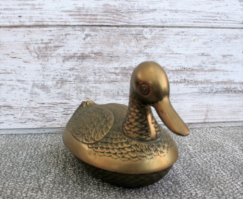 Vintage Brass Duck Covered Dish / Home Decor / Etsy