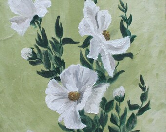 Vintage Floral Oil Painting on Canvas