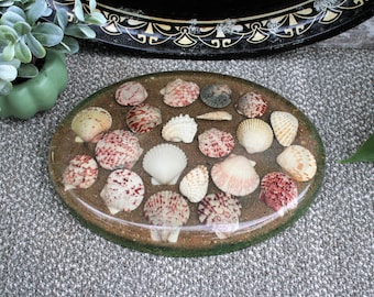 Vintage Handmade Resin Shell and Sand Table Decor