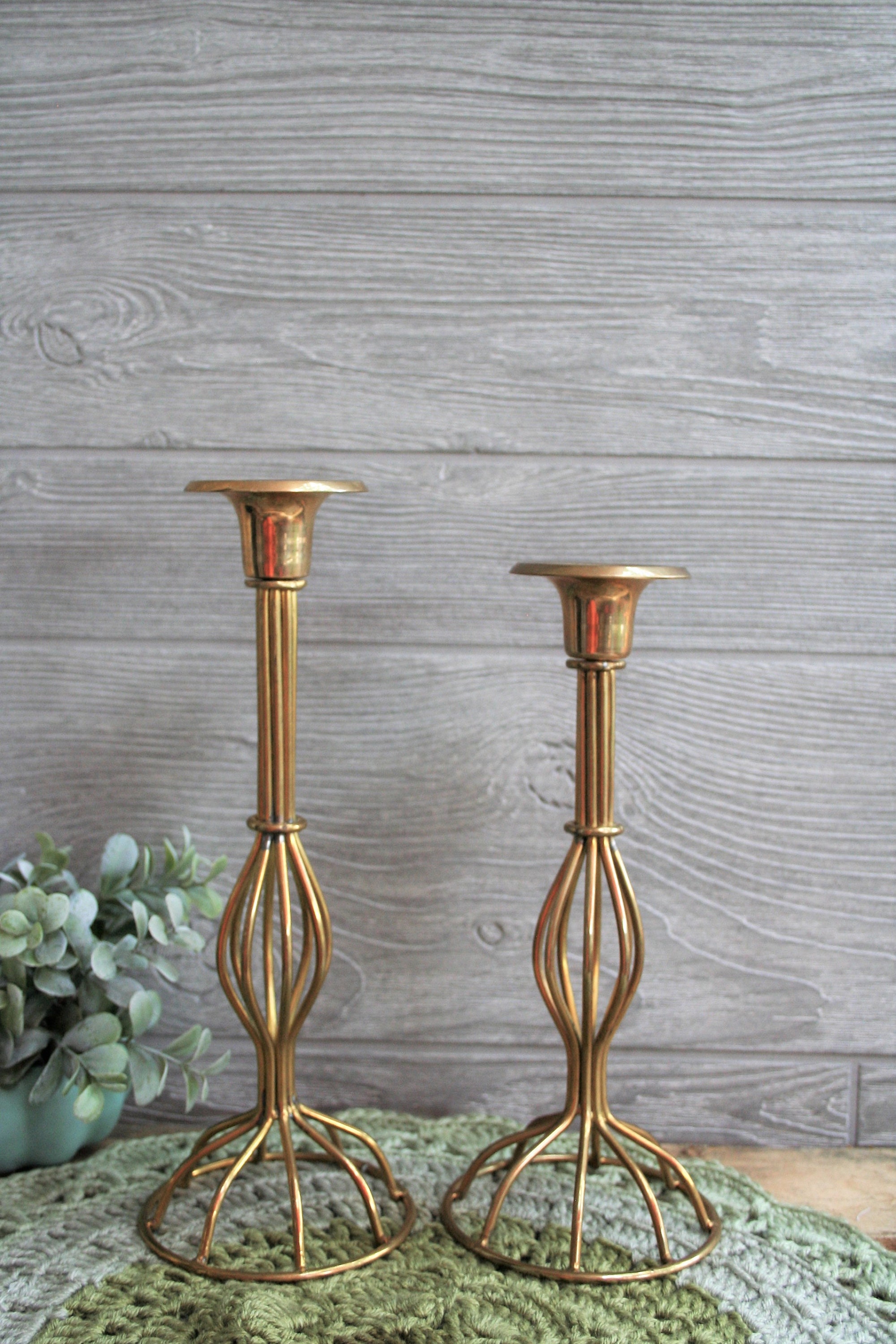 Nice Vintage Metal Candlestick Holders Etsy