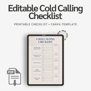 Checklist ongevraagd bellen hotelverkopen • Afdrukbare pdf, bewerkbare canvassjabloon