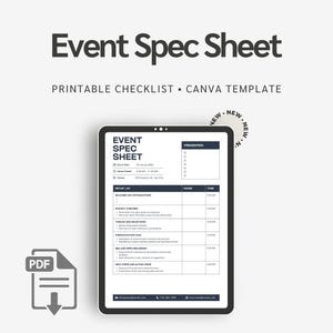 Event Agenda Template | Event Spec Sheet | Meeting Planner | Canva Editable