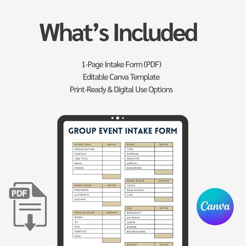 Event Intake Form Examples Group Event Intake Form Template | Corporate Meeting, Hotel Booking ...