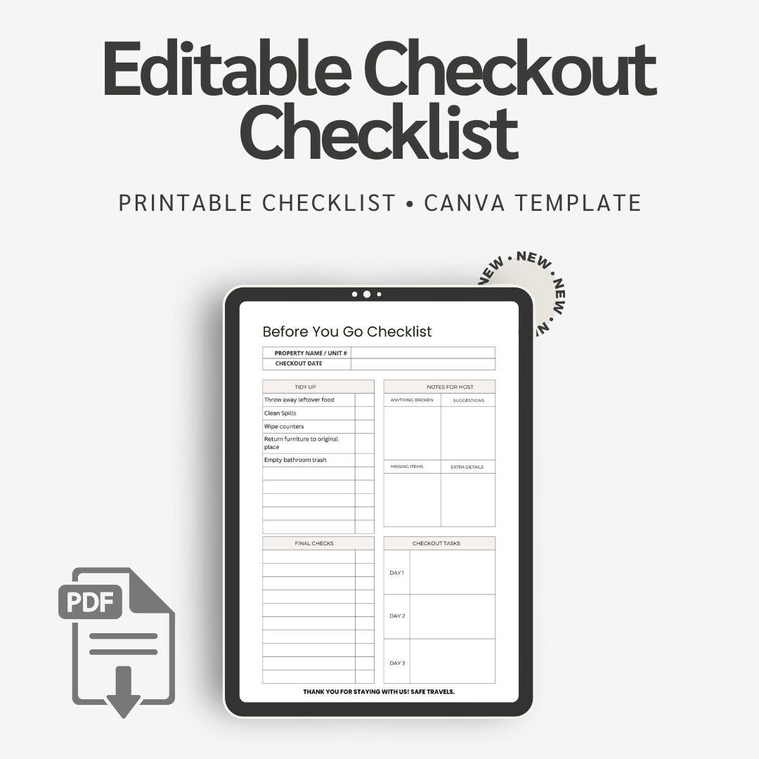 Airbnb Checkout Checklist • Editable Vacation Rental Template (canva ...