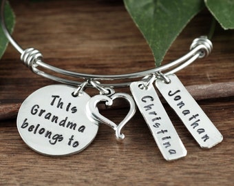 Personalized Grandma Gifts, Personalized Gifts for Women, Custom Engraved Grandma Bracelet, Gifts for Grandma, Grandchildren Name Bracelet