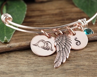 Angel Baby Bracelet, Sympathy Gift for Mom, Personalized Miscarriage Bracelet, Miscarriage Gift, Personalized Memorial Bracelet