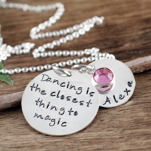 Personalized Dance Necklace, Dancing Necklace, Dance Jewelry, Personalized Jewelry for Dancers, Dance Team Gift, Dance Teacher Gift