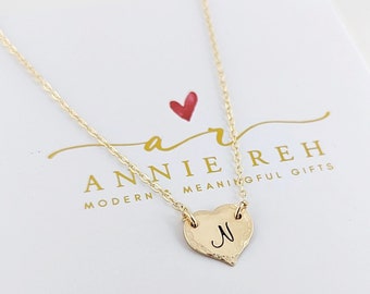 Collar de corazón de oro, collar de amor, collar de cadena chapada en oro de 14 kt, para jóvenes adultos, réplica de Charlize Theron, collar de corazón de oro pequeño