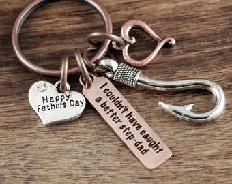 Step Dad Fishing Gift, Personalized Dad Keychain, Step Dad Keychain, Gift for Step Dad, Father's Day Gift, Fishing Keychain, Gift for Him