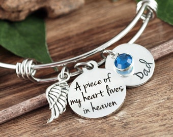 Piece of my Heart Bracelet, Gold Memorial Gift, Personalized Bracelet, Memorial Miscarriage Bracelet, Remembrance Bracelet, Loss of Child