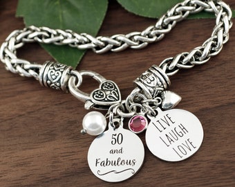 50 and Fabulous, 50th Birthday Gifts for Women, Birthday Jewelry, Best Friend Jewelry, Gifts for HER, friend Birthday Gift, 50th birthday