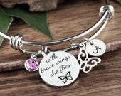 With brave wings she flies, Motivational Jewelry, Memorial Jewelry, Remembrance Gift, Bangle Bracelet, Wing Bracelet, Sympathy Gift