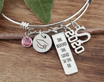 She believed She could so She did Bracelet, 2022 Graduation Bracelet,  Graduation Gift, Motivational Gift, College Graduate, Gift for her