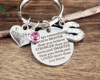 KENYG Inspirational Jewelry for Daughter Always Remember You are Braver Than You Believe Dog Tag Key Ring Key Chain Silver KENYG Inspirational Jewelry for Daughter Always Remember You are Braver Than You Believe Dog Tag Key Ring Key Chain Silver