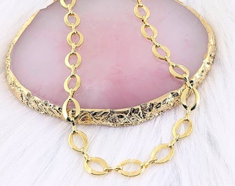 Gold Oval Chain, Silver Necklace Chain, Oval Link Necklace, Necklace for Women, 18kt Gold Plate Chain, Custom Length, Choker Necklace