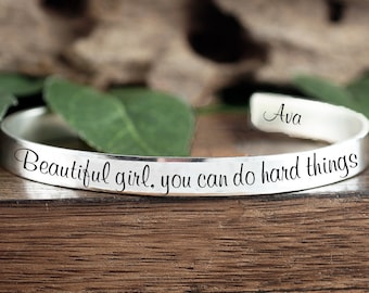 Beautiful girl you can do Hard Things, Quote Gift, Motivation Gift, Sister Gift, Daughter Gift, Encouragement Quote, Motivational Quote