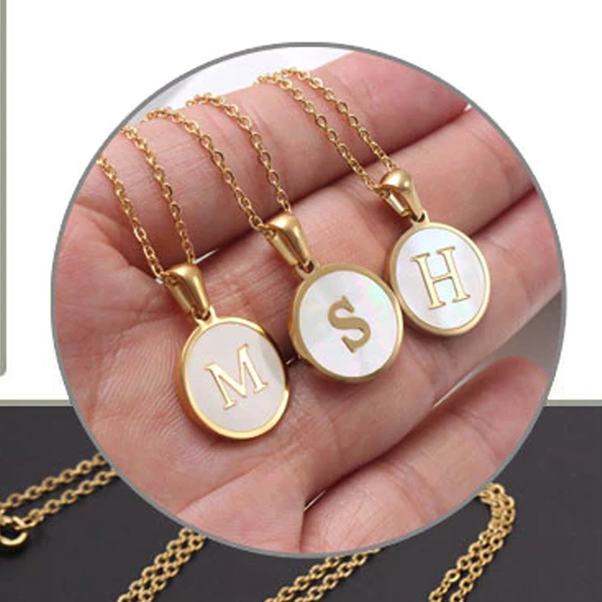 H and top m shell necklace