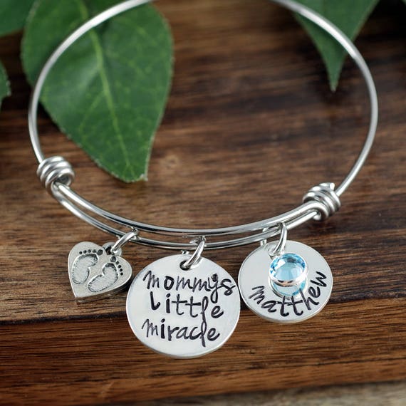 Mommy s Little Miracle Mother s Bracelet Mom Charm Bracelet Mothers Day Gift Name Bracelet Gift for Mom New Mom Jewelry Gift for Her