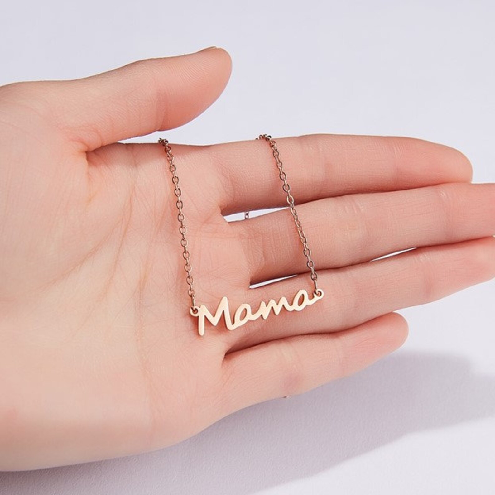 Silver Mama Necklace Personalized Mama Necklace Mama Etsy