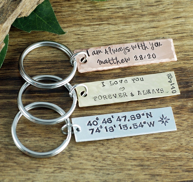 Engraved Keychains, Personalized KeyChain, Coordinates KeyChain, Bible Verse Keychain, Religious KeyChain, Gift for Him, Girlfriend Keychain image 3