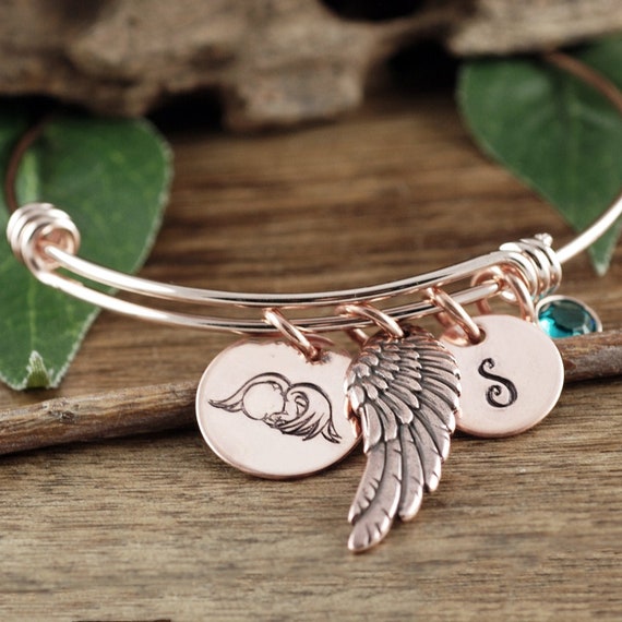 Angel Baby Bracelet, Sympathy Gift for Mom, Personalized Miscarriage Bracelet, Miscarriage Gift, Personalized Memorial Bracelet