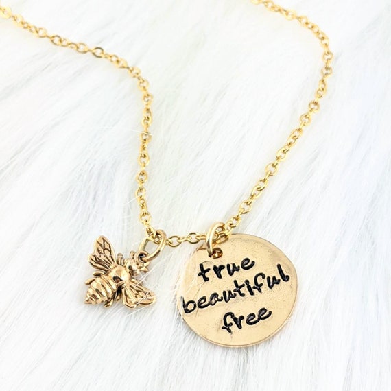 Honey Bee Necklace, Gold Charm Necklace, Personalized Necklace, Dainty Necklace, Gift for Her, Daughter's Necklace,